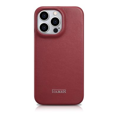 3. iCarer CE Premium Leather Folio Case iPhone 14 Pro Magnetic Flip Leather Folio Case MagSafe Red (WMI14220714-RD)