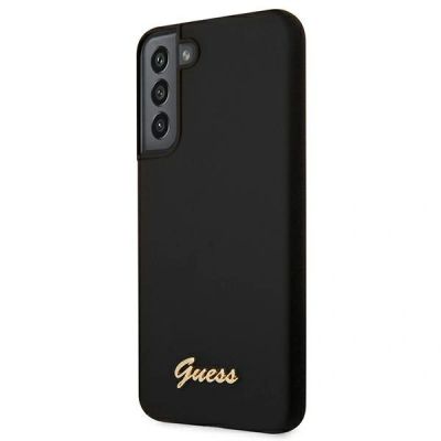 2. Guess Silicone Script Metal Logo Case for Samsung Galaxy S22+ - Black