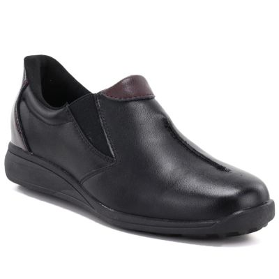 Black women's leather wedge shoes M.Daszyński SFY2647-5