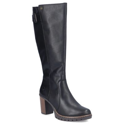 2. Black women's leather heeled boots Rieker Y2581-00