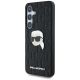 2. Karl Lagerfeld Leather Monogram Pin Logo Karl Head Samsung Galaxy S25 Case Black