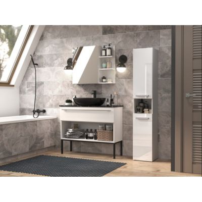 4. Bathroom cabinet NEL I 31x30xH174 glossy white