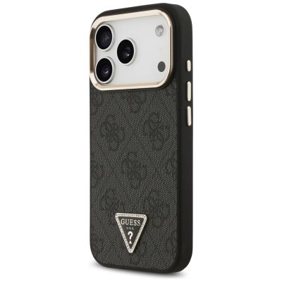 2. Guess 4G Triangle Logo MagSafe Case for iPhone 17 Pro - Black and Gold