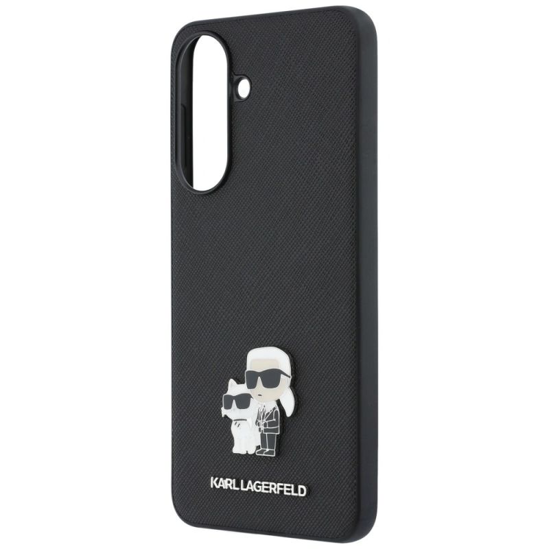 6. Karl Lagerfeld Saffiano Case with K&C Metal Logo for Samsung Galaxy A57 5G - Black