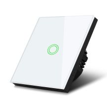 MACLEAN TOUCH LIGHT SWITCH, SINGLE, GLASS, WHITE WITH ROUND BUTTON DIMENSIONS 86X86MM MCE702W