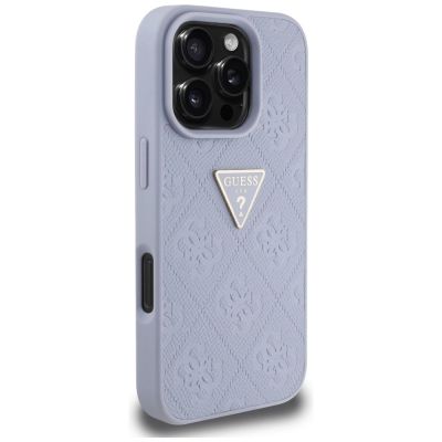 4. Guess Hot Stamp 4G Pattern Triangle Metal Logo iPhone 16 Pro Case - Purple