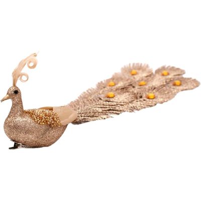 12. DECORATIVE PEACOCK ON A GOLDEN BALL CLIP