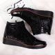 14. Women’s black insulated leather ankle boots with print, Filippo
