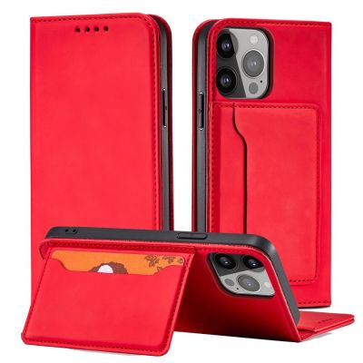 2. Magnet Card Case for iPhone 13 Pro Max Pouch Card Wallet Card Holder Red