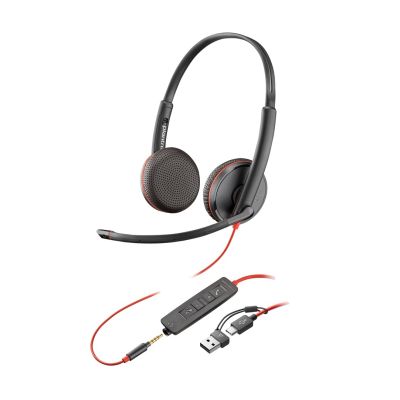 148. POLY Blackwire 3225 Stereo USB-C Headset + 3.5mm Plug + USB-C/A Adapter