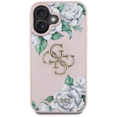 3. Guess Grained Roses Big 4G logo iPhone 16 case - pink