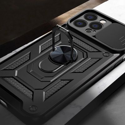 7. Hybrid Armor Camshield case for iPhone 13 Pro armored case with camera cover pink