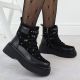 6. Women's leather ankle boots with rhinestones on the platform, black Goe SS2N4140