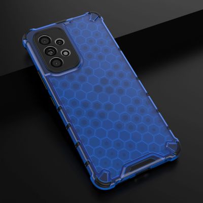 21. Honeycomb case armored cover with a gel frame for Samsung Galaxy A73 blue