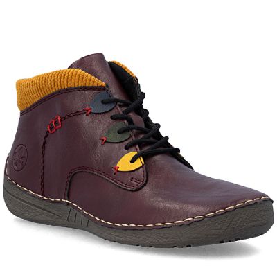 Women's comfortable insulated ankle boots, burgundy, Rieker 52544-30