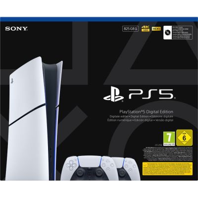 18. SONY PS5 Digital 825GB Console + 2 DS5 Controllers