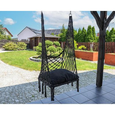 19. OPENWORK HAMMOCK HANGING CHAIR STORK'S NEST 60x60x115CM WITH PILLOW DARK GREY