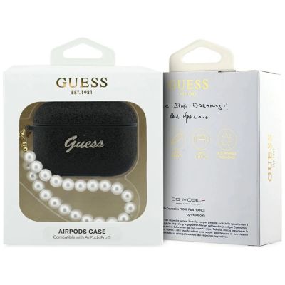 4. Guess Glitter Pearl Strap Case for AirPods Pro 3 - Black