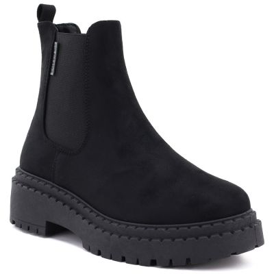 Women's suede ankle boots on the platform, black Big Star UU274858