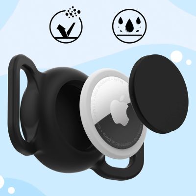 7. AirTag silicone waterproof case for dog or cat collar - black