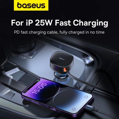 14. Baseus Enjoyment Pro USB-C (Female) / Lightning (Male) 60W Car Charger - Black
