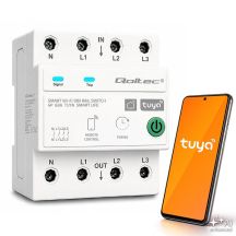 Qoltec Three-phase relay 63A for DIN rail | 3P+N | Timer | Wi-Fi | Tuya | Smart Life | Amazon Alexa | 4P