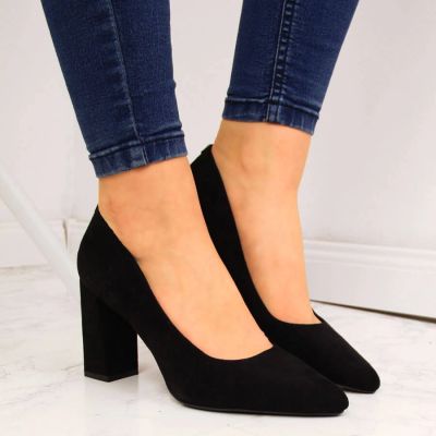 26. Sergio Leone W SK316A Suede Pumps on the Block Heel in Black 