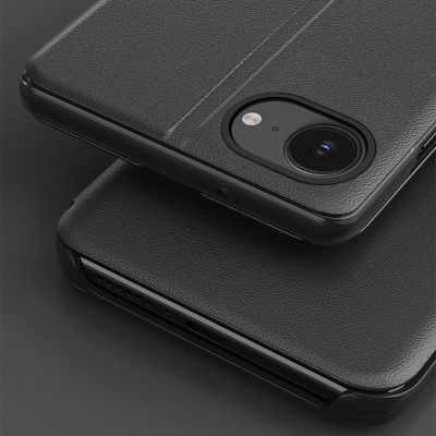 5. Eco Leather View Case, an elegant case with a flap and stand for iPhone 16e / 17e - black