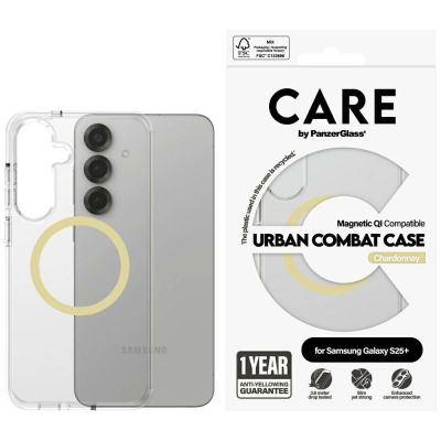 CARE by PanzerGlass Flagship Urban Combat Chardonnay QI Case for Samsung Galaxy S25+ - Transparent