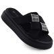 14. Women’s black platform slides with rhinestones Potocki 16347