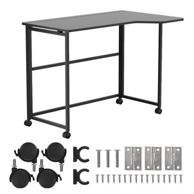 10. MACLEAN FOLDING DESK WITH WHEELS MACLEAN FOLDING DESK TABLE, BLACK, MOBILE, 100X65CM, MAX. 50KG, ANGLED, L-SHAPED, MC