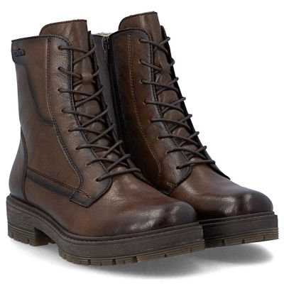 4. Brown women's leather worker boots Rieker 75800-25