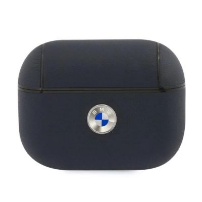 BMW Genuine Leather Silver Logo AirPods Pro Case - Navy Blue