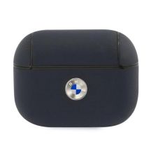 BMW Genuine Leather Silver Logo AirPods Pro Case - Navy Blue