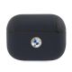 BMW Genuine Leather Silver Logo AirPods Pro Case - Navy Blue