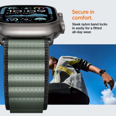 13. Strap Spigen WBF1 Strap for Apple Watch 44 / 45 / 46 / 49 mm - Black and Green