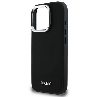 6. DKNY Plain Silver Logo MagSafe iPhone 16 Pro Max Case - Black