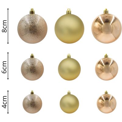 15. DECORATIVE PLASTIC BAUBLE SAFE 46 PCS MICA COPPER