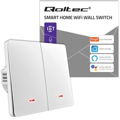 9. QOLTEC LIGHT ON/OFF SWITCH | 2-CHANNEL | WI-FI | TIMER | TUYA | WHITE
