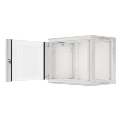 9. Lanberg WF01-6409-10S single-section cabinet (9U; 500mm / 600mm / 450mm; wall-mounted; Glass; 19''; gray)