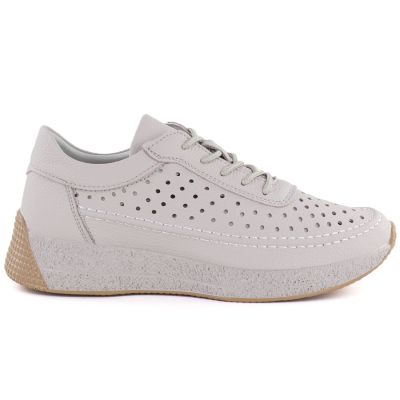 2. Women's leather openwork shoes gray Sergio Leone SP013