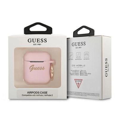 3. Guess GUA2SSSI AirPods cover pink/pink Silicone Vintage Script