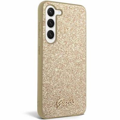 3. Guess Glitter Script case for Samsung Galaxy S24+ - gold