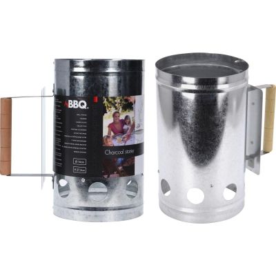 16. CHIMNEY LIGHTER FOR GRILL, HEIGHT 27.5 CM WITH WOODEN HANDLE