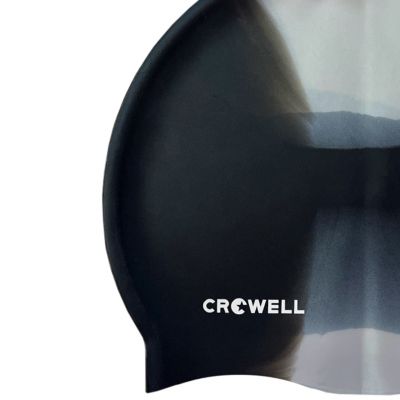 3. Crowell Multi Flame Silicone Swimming Cap, Black and Gray, Col. 16