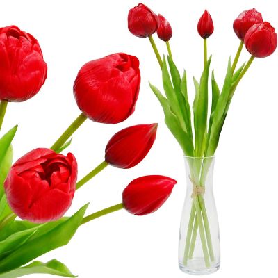 8. BOUQUET OF 5 RED PEONY TULIPS 39 CM LIFE-LIKE SPRING DECORATION