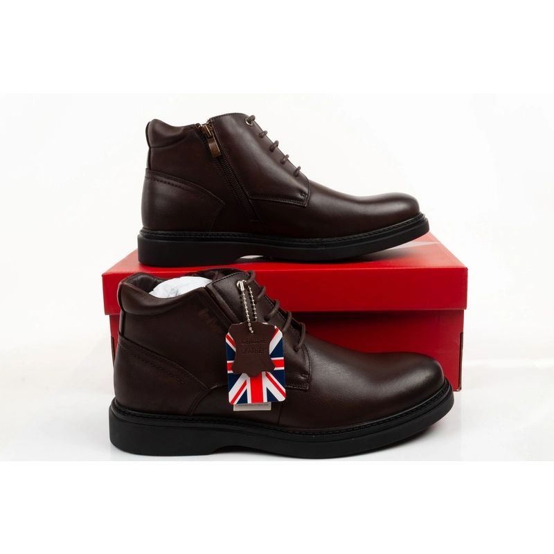 8. Lee Cooper men's shoes elegant brown leather insulated ankle boots