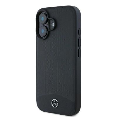 2. Mercedes Textured And Plain Leather MagSafe case for iPhone 16 - black