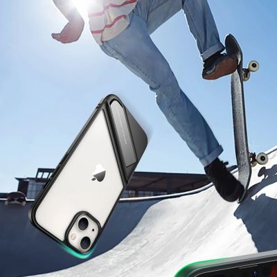 7. Ugreen Fusion Kickstand Case iPhone 13 Pro Hard Cover with Gel Frame and Stand black (90153)