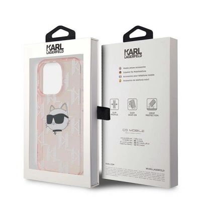 8. Karl Lagerfeld IML Choupette Head & Monogram case for iPhone 13 Pro / 13 - pink